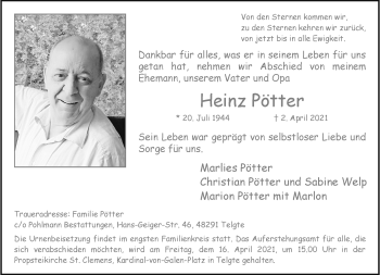 Anzeige von Heinz Pötter 