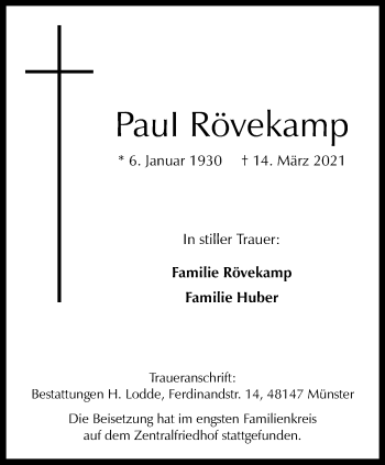 Anzeige von Paul Rövekamp 