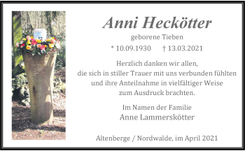 Anzeige von Anni Heckötter 