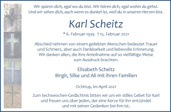 Anzeige von Karl Scheitz 