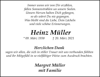Anzeige von Heinz Müller 