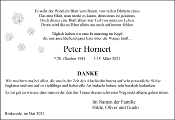 Anzeige von Peter Hornert 