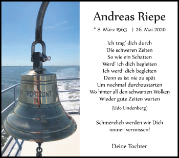Anzeige von Andreas Riepe 