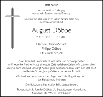 Anzeige von August Döbbe 