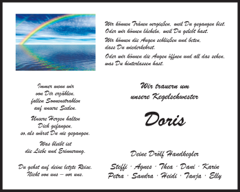 Anzeige von Doris Schulz 