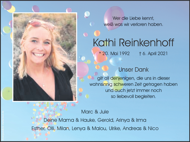  Traueranzeige für Kathi Reinkenhoff vom 22.05.2021 aus 