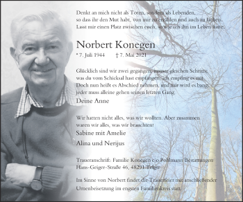 Anzeige von Norbert Konegen 