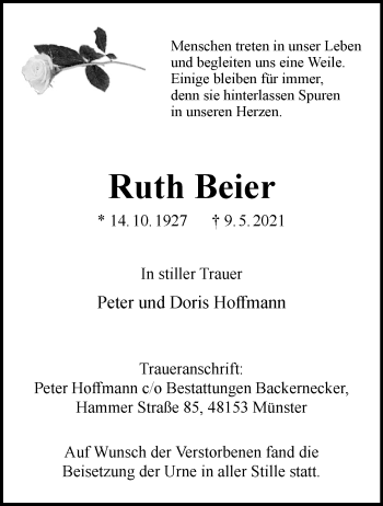 Anzeige von Ruth Beier 