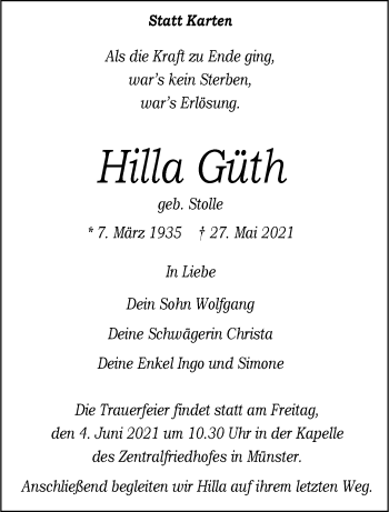 Anzeige von Hilla Güth 