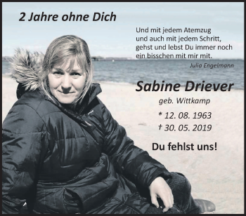 Anzeige von Sabine Driever 