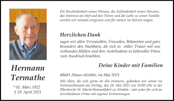 Anzeige von Hermann Termathe 