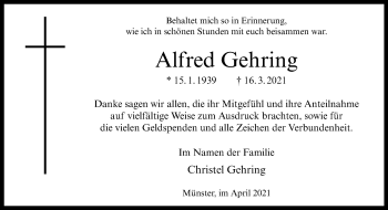 Anzeige von Alfred Gehring 