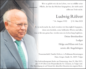 Anzeige von Ludwig Rölver 