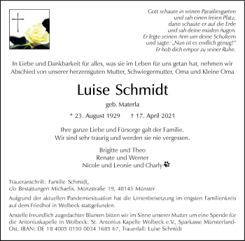 Anzeige von Luise Schmidt 