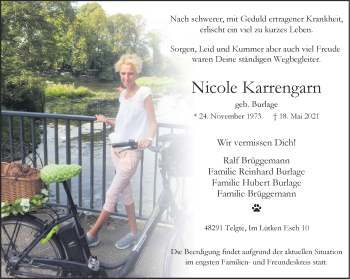 Anzeige von Nicole Karrengarn 