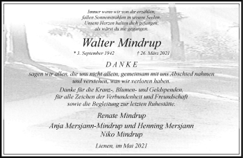 Anzeige von Walter Mindrup 