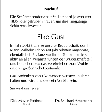 Anzeige von Elke Gust 