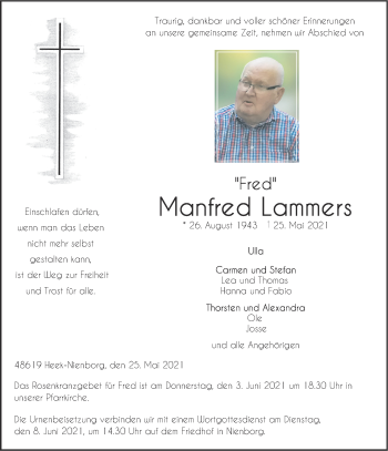 Anzeige von Manfred Lammers 
