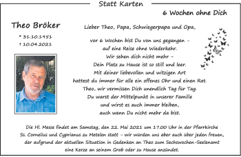 Anzeige von Theo Bröker 