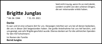 Anzeige von Brigitte Junglas 