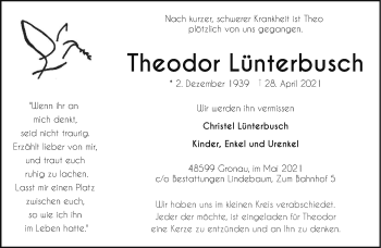 Anzeige von Theodor Lünterbusch 