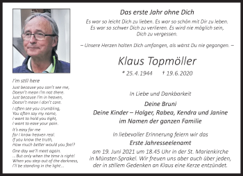 Anzeige von Klaus Topmöller 