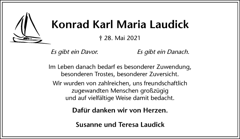  Traueranzeige für Konrad Karl Maria vom 26.06.2021 aus 