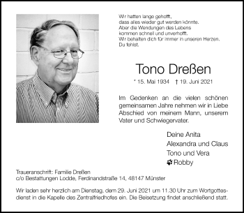 Anzeige von Tono Dreßen 