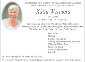 Anzeige von Käthi Wermers 