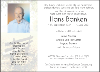 Anzeige von Hans Banken 