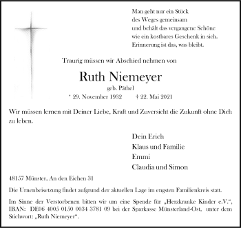 Anzeige von Ruth Niemeyer 