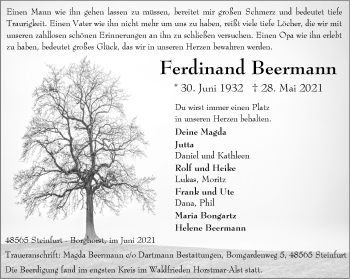 Anzeige von Ferdinand Beermann 