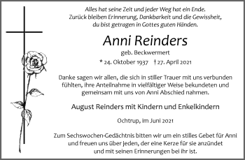 Anzeige von Anni Reinders 