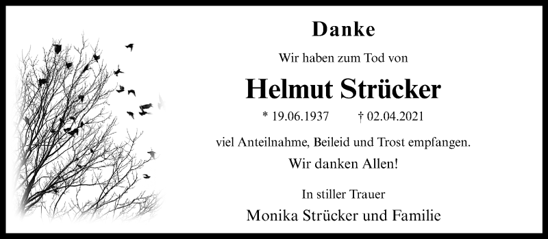  Traueranzeige für Helmut Strücker vom 02.06.2021 aus 