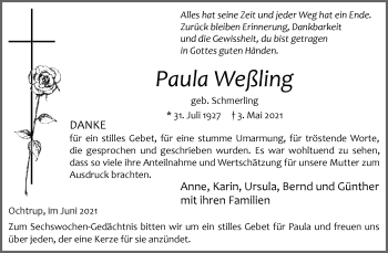 Anzeige von Paula Weßling 
