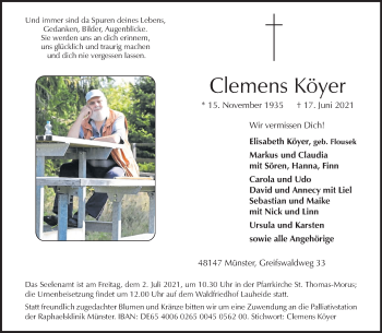 Anzeige von Clemens Köyer 