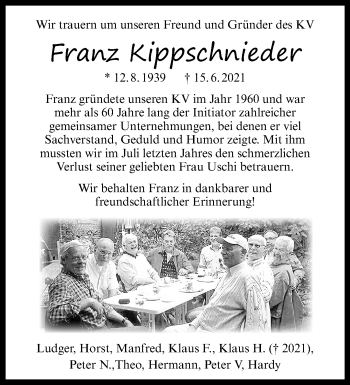 Anzeige von Franz Kippschnieder 