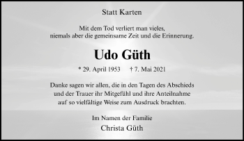 Anzeige von Udo Güth 