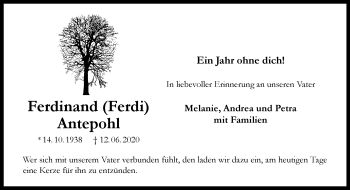 Anzeige von Ferdinand Antepohl 