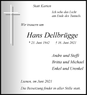 Anzeige von Hans Dellbrügge 