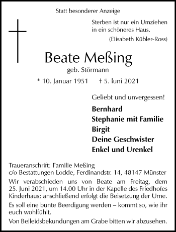 Anzeige von Beate Meßing 