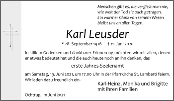 Anzeige von Karl Leusder 