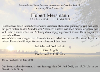 Anzeige von Hubert Mersmann 