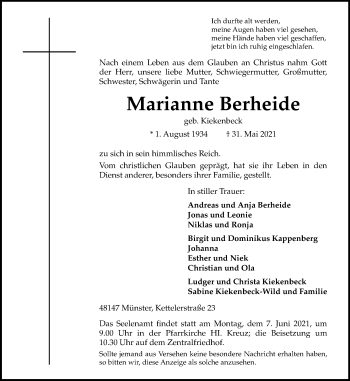 Anzeige von Marianne Berheide 