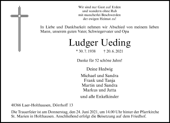 Anzeige von Ludger Ueding 