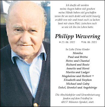 Anzeige von Philipp Wewering 
