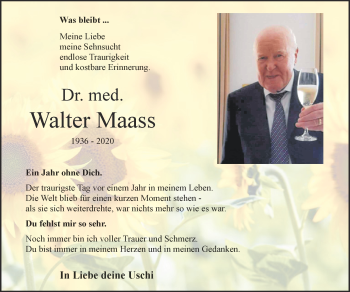 Anzeige von Walter Maass 