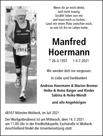Anzeige von Manfred Hoermann 