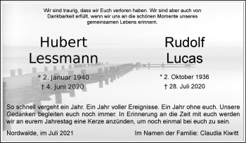 Anzeige von Rudolf Lucas 