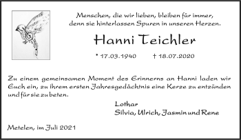 Anzeige von Hanni Teichler 